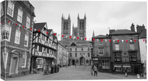 Lincoln Cathedral - Red and White Bunting Canvas Print by Andrew Scott