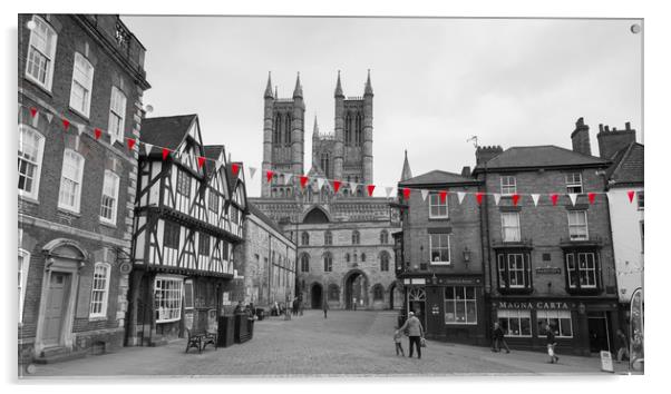 Lincoln Cathedral - Red and White Bunting Acrylic by Andrew Scott