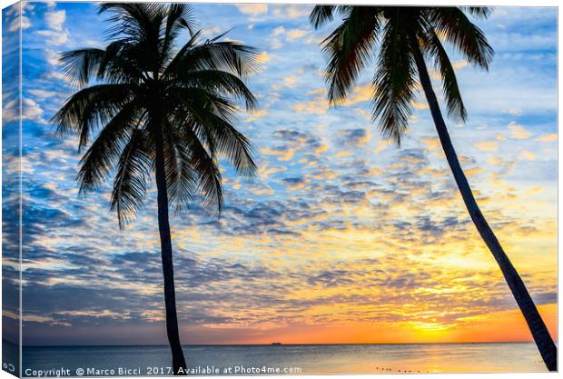 Caribbean sunset  Canvas Print by Marco Bicci