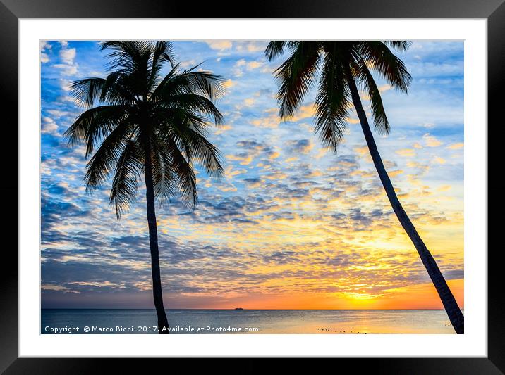 Caribbean sunset  Framed Mounted Print by Marco Bicci