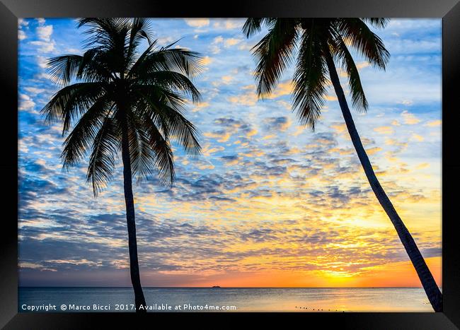Caribbean sunset  Framed Print by Marco Bicci