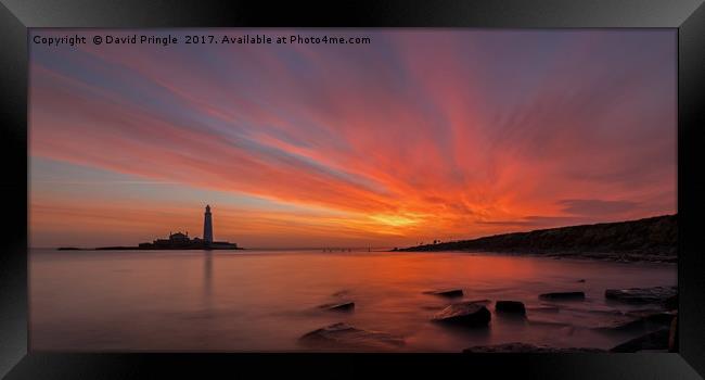 Lighthouse at Sunrise Framed Print by David Pringle