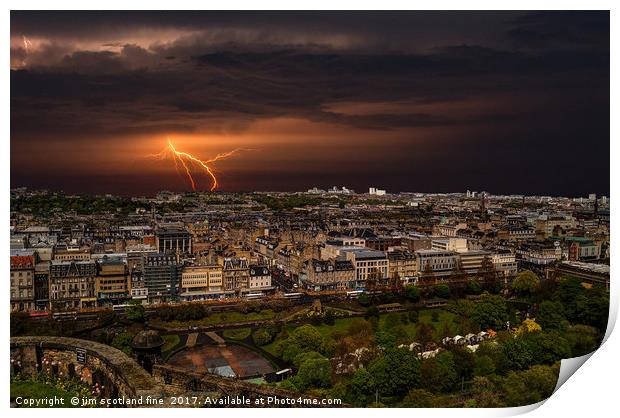 Storm over Edinburgh Print by jim scotland fine art
