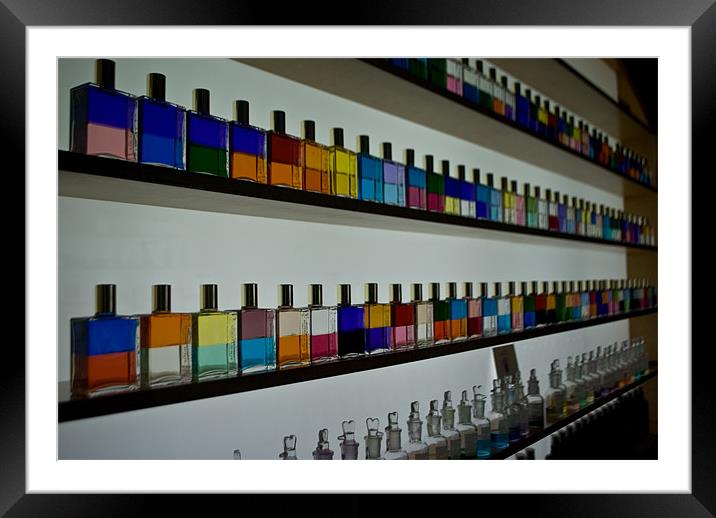 Coloured Bottles Framed Mounted Print by Karen Martin