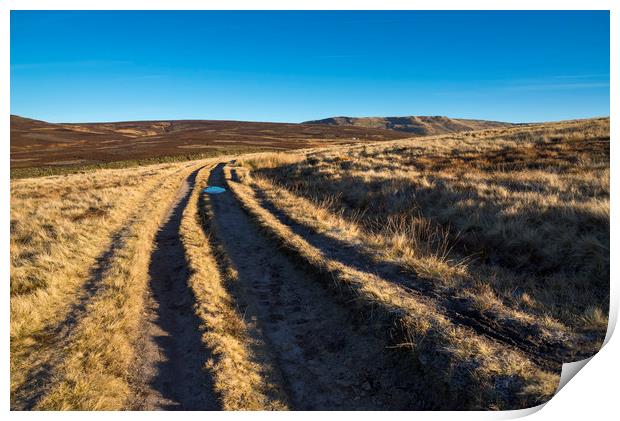 Snake path on the moors above Hayfield, Derbyshire Print by Andrew Kearton