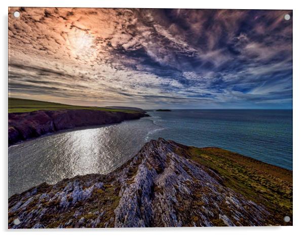 Clouds Over Mwnt Bay, Ceredigion, Wales, UK Acrylic by Mark Llewellyn