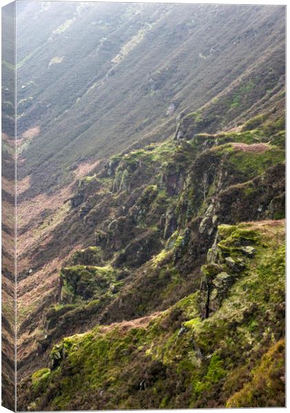 Rugged slopes of Torside Clough Canvas Print by Andrew Kearton