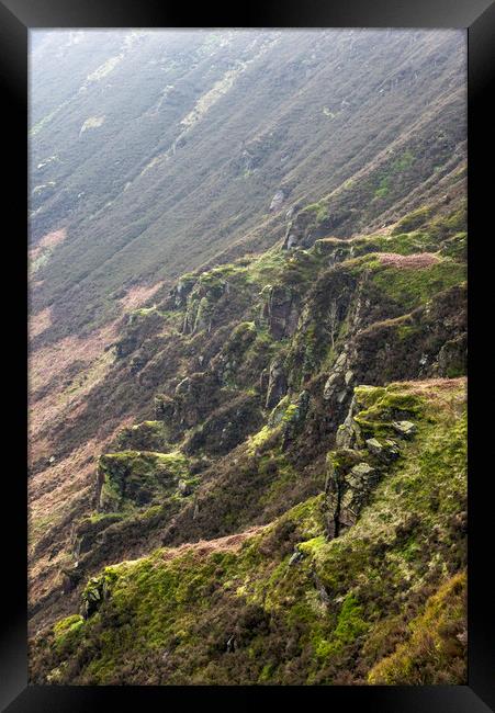 Rugged slopes of Torside Clough Framed Print by Andrew Kearton