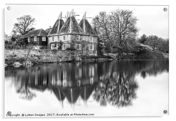 Kent Oast House black and white Acrylic by Wayne Lytton
