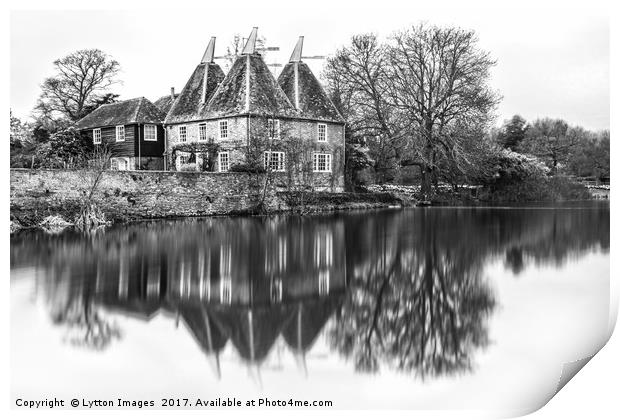 Kent Oast House black and white Print by Wayne Lytton