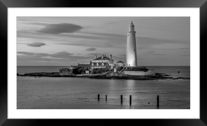Black and White St Mary evening glow Framed Mounted Print by Naylor's Photography
