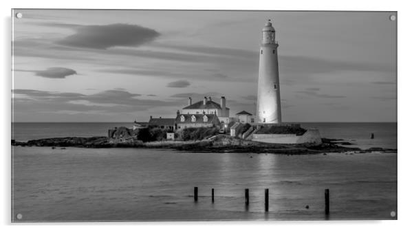 Black and White St Mary evening glow Acrylic by Naylor's Photography