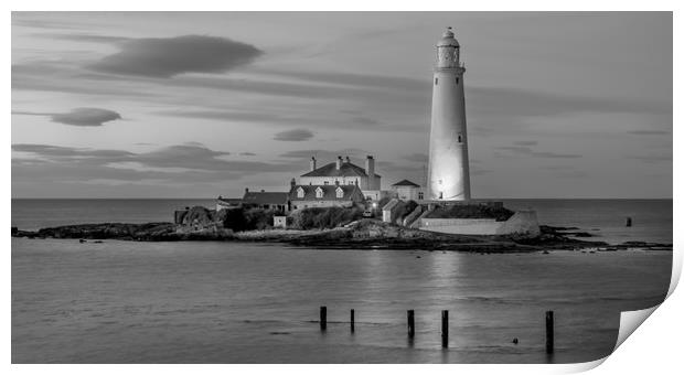 Black and White St Mary evening glow Print by Naylor's Photography
