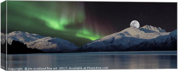 Full Moon Aurora Canvas Print by jim scotland fine art