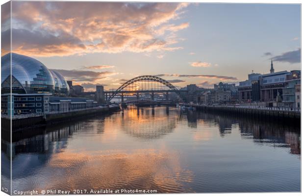 Sunset on the Tyne Canvas Print by Phil Reay