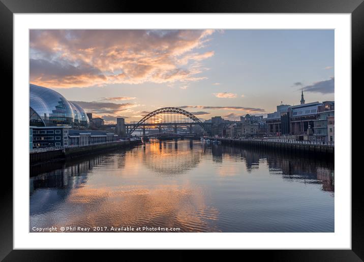 Sunset on the Tyne Framed Mounted Print by Phil Reay