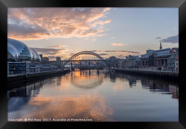 Sunset on the Tyne Framed Print by Phil Reay