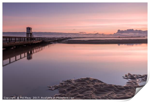 Sunrise at the causeway Print by Phil Reay