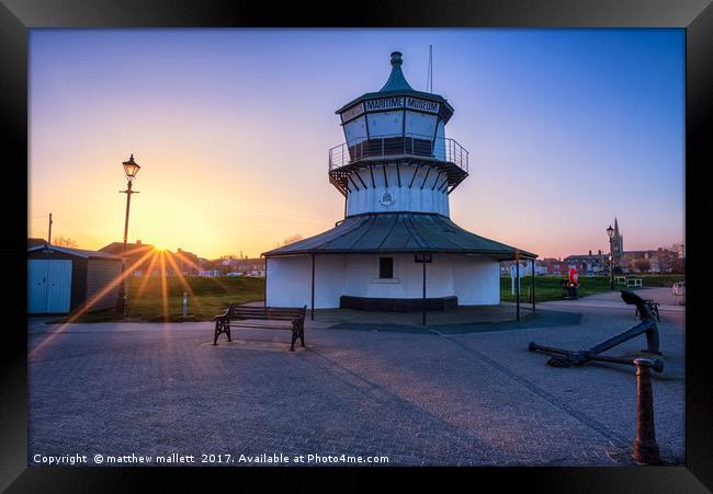 Harwich Lighthouse Museum At Sunset Framed Print by matthew  mallett