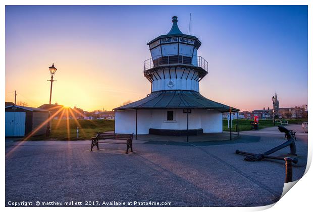Harwich Lighthouse Museum At Sunset Print by matthew  mallett