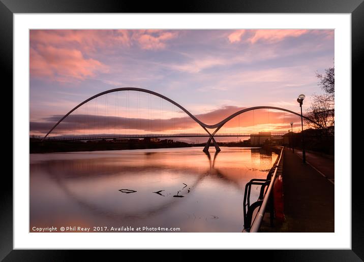 The Infinity Bridge, Teesside at sunrise Framed Mounted Print by Phil Reay