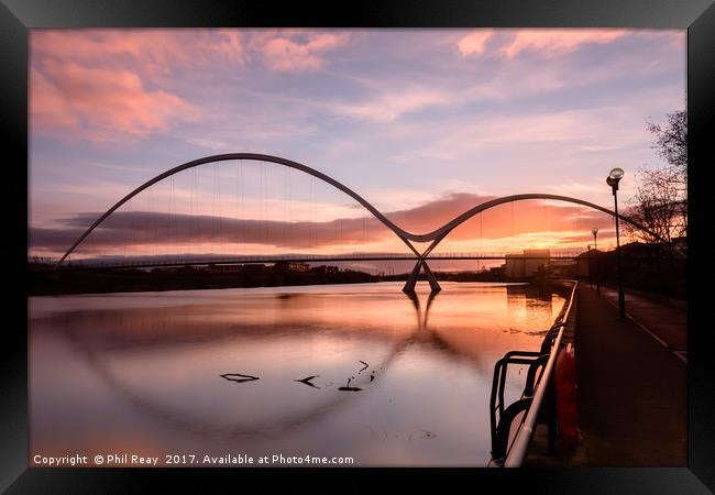 The Infinity Bridge, Teesside at sunrise Framed Print by Phil Reay