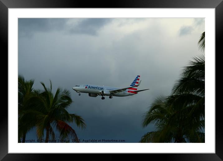 Preparing For Landing on Miami Airport Framed Mounted Print by Christiane Schulze