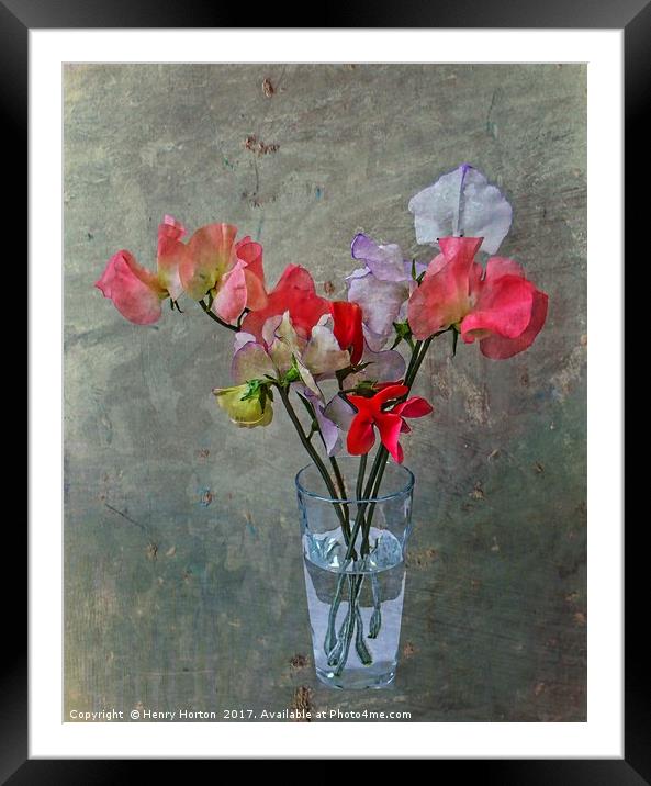 Sweet Peas Framed Mounted Print by Henry Horton