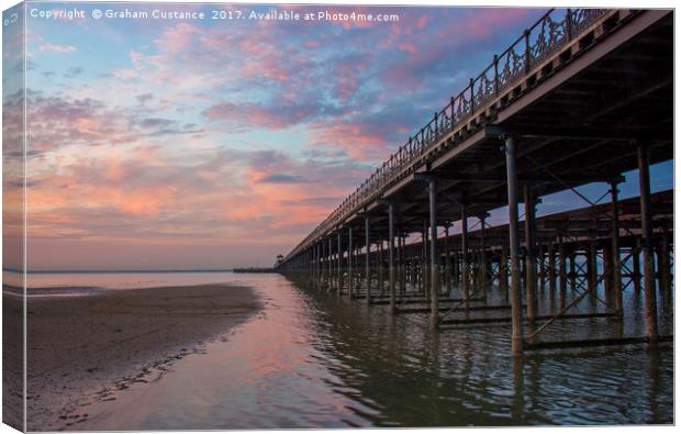 Ryde Pier Sunset, Isle of Wight Canvas Print by Graham Custance