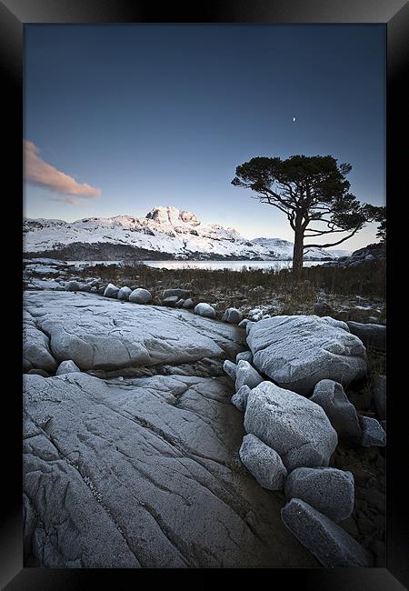 Frosted Slioch Framed Print by David Maclennan