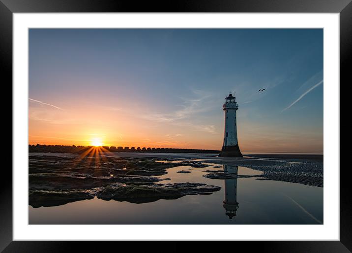 New Brighton Lighthouse Sunset Framed Mounted Print by Graham Morris