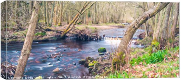 A Forestry Flow. Canvas Print by Michael Billingham