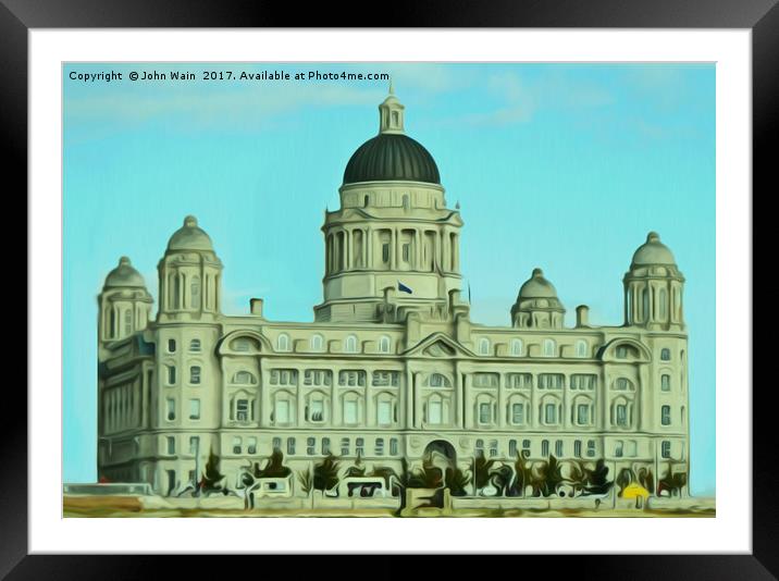 Port of Liverpool Building (Digital Art) Framed Mounted Print by John Wain