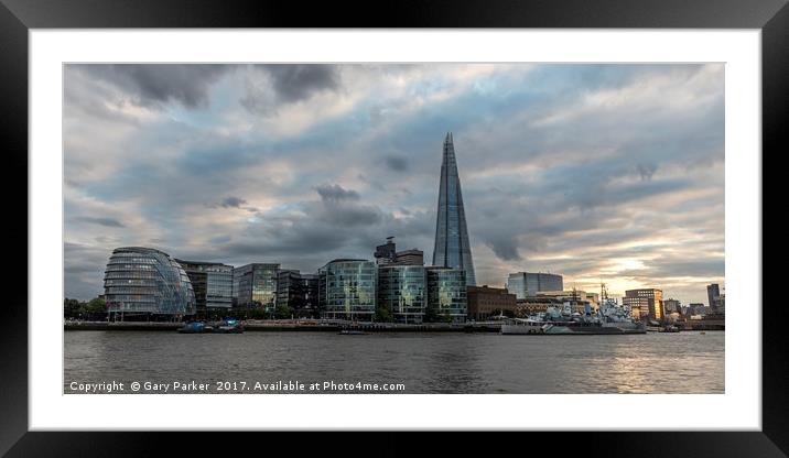 London Offices on the banks of the river Thames Framed Mounted Print by Gary Parker