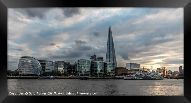 London Offices on the banks of the river Thames Framed Print by Gary Parker