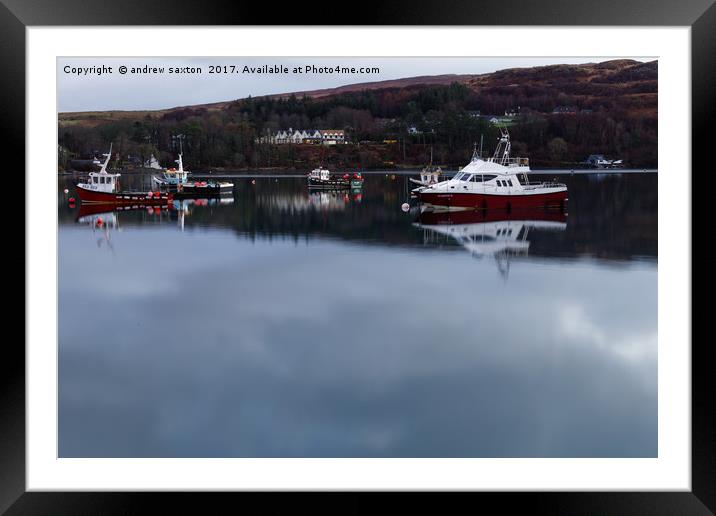 BOATS IN CALM WATER Framed Mounted Print by andrew saxton