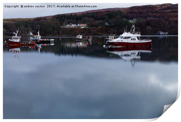 BOATS IN CALM WATER Print by andrew saxton