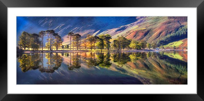 Summer Morning Reflections at Buttermere Framed Mounted Print by Dave Massey