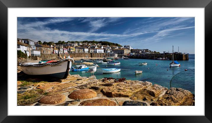 Summer Mousehole Harbour Framed Mounted Print by Dave Massey