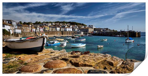 Summer Mousehole Harbour Print by Dave Massey