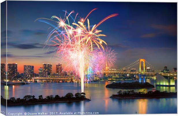 Tokyo Bay Fireworks Canvas Print by Duane Walker