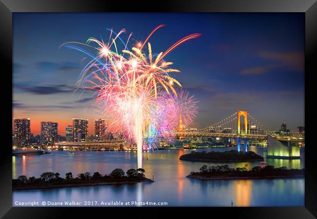 Tokyo Bay Fireworks Framed Print by Duane Walker