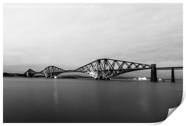 Forth bridge in edinborough Print by Sebastien Coell