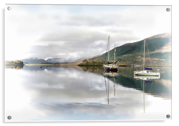 Loch Leven Boats on Misty Morning Acrylic by Jacqi Elmslie