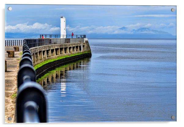 Ayr Harbour Entrance Acrylic by Valerie Paterson