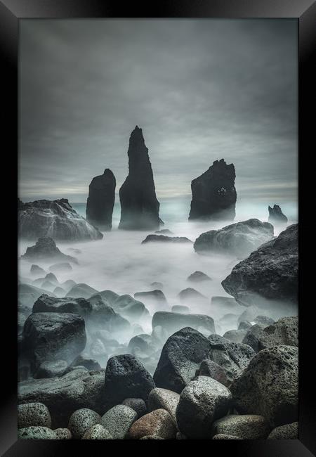 Icelandic Storm Beach and Sea Stacks. Framed Print by Natures' Canvas: Wall Art  & Prints by Andy Astbury