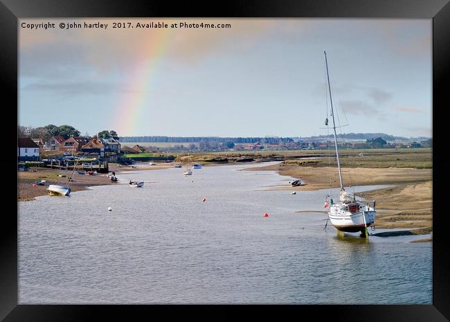 Rainbow over Burnham Overy Staithe North Norfolk Framed Print by john hartley