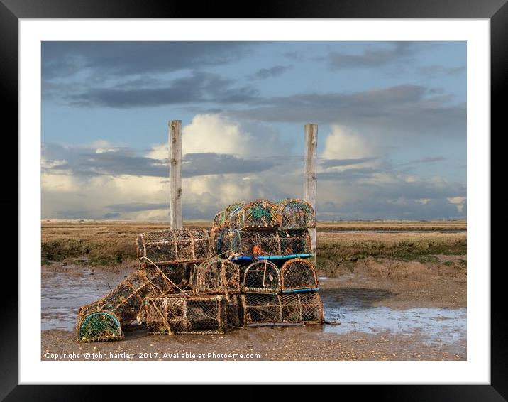 Colour in the Pots! Creels at Brancaster Staithe N Framed Mounted Print by john hartley