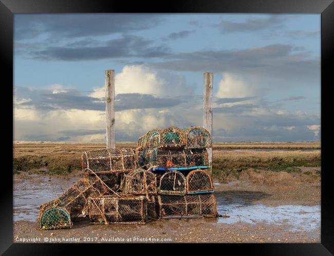 Colour in the Pots! Creels at Brancaster Staithe N Framed Print by john hartley