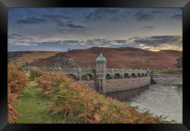 Craig Goch under the sliver of the moon Framed Print by Sorcha Lewis